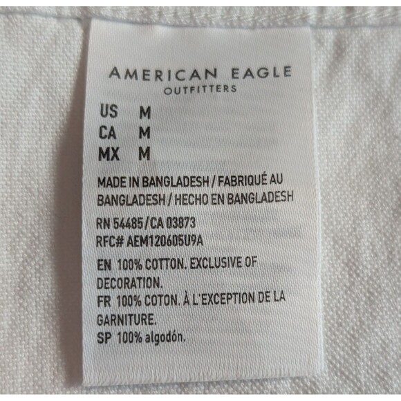 NWT American Eagle Size M Distressed Oxford Button Up Shirt Embroidered Tennis - Picture 6 of 8
